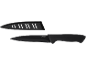 Schwarzes Küchenmesser mit schwarzer Klinge und schwarzer Scheide.