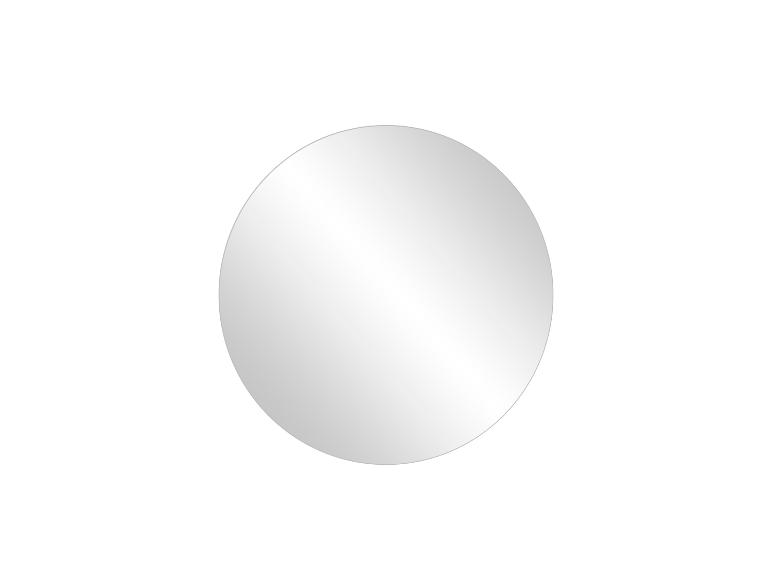 Ein runder Spiegel mit reflektierender Oberfläche auf weißem Hintergrund.