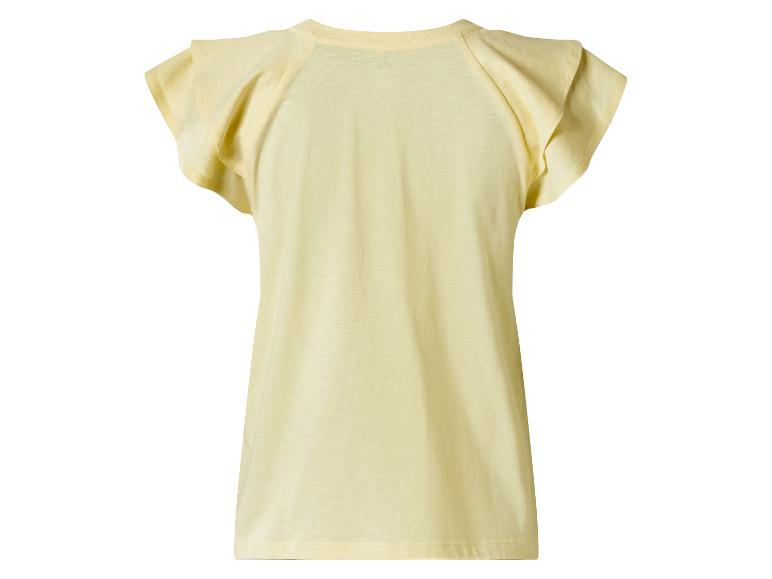 Gelbes Damen-T-Shirt mit Rüschenärmeln, Rückansicht