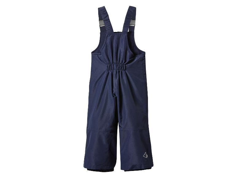 Dunkelblaue Kinder-Schneehose mit verstellbaren Trägern und elastischem Bund.
