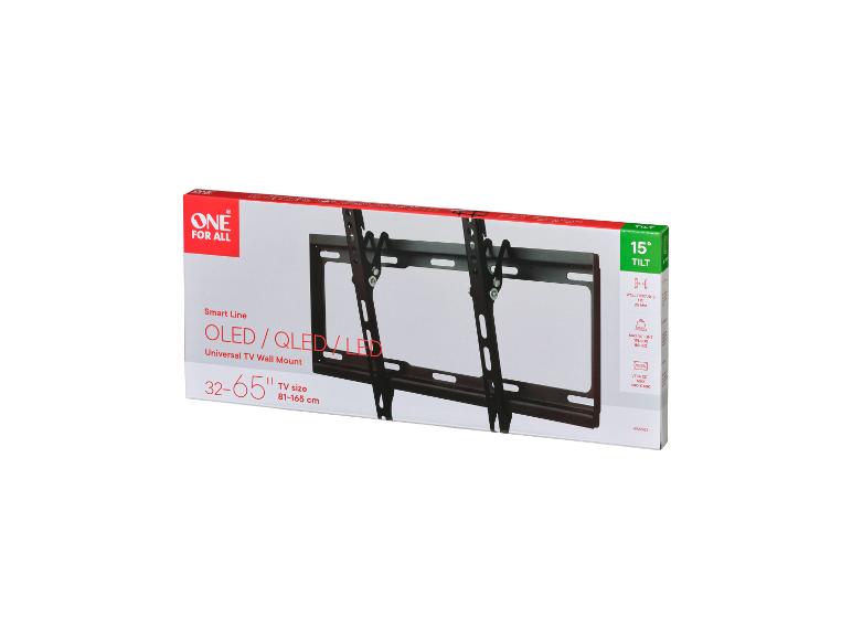Universelle TV-Wandhalterung für OLED/QLED/LED Fernseher, 32-65 Zoll, mit 15° Neigung und 25 mm Wandabstand.