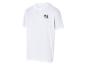 Weißes Herren-T-Shirt mit kleinem schwarzem Logo auf der linken Brust