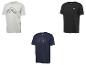 Drei Crivit Herren-T-Shirts in Grau, Schwarz und Dunkelblau.