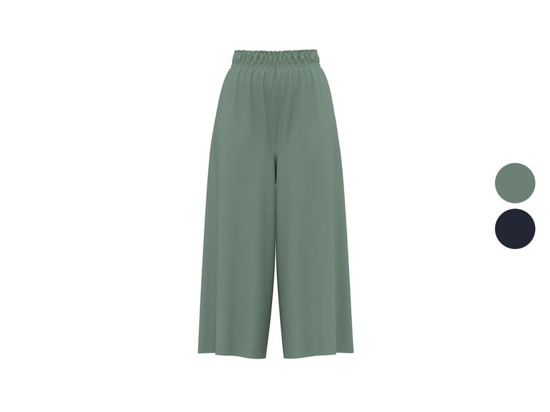 Weite grüne Hose mit elastischem Bund.