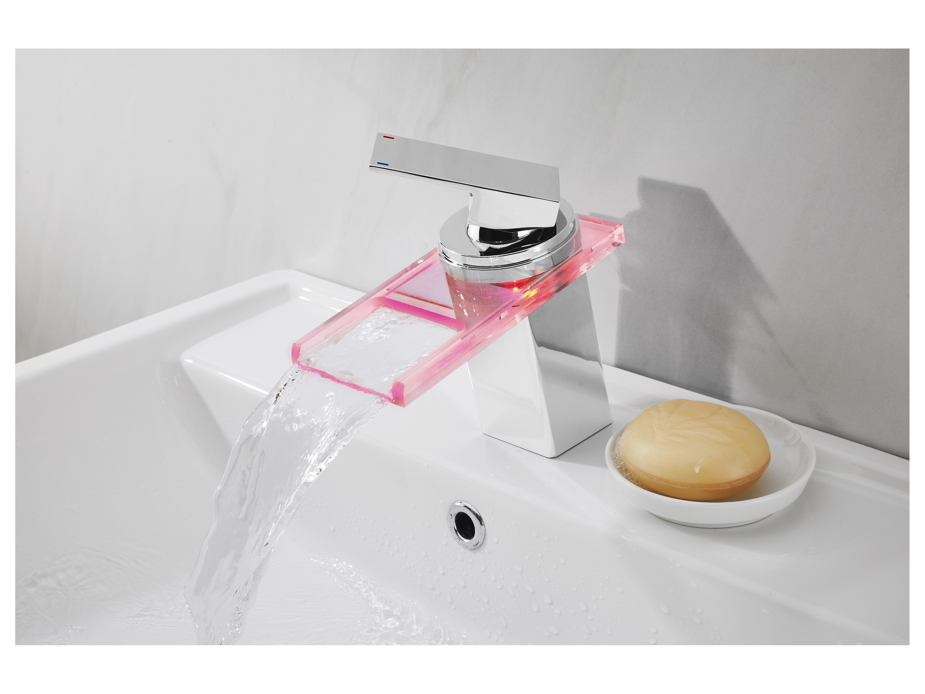 Thumbnail - LIVARNO home LED-Waschtischarmatur, mit Wasserfall-Auslauf