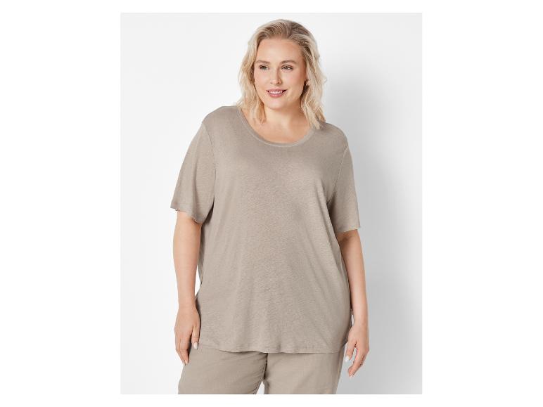 Beige Leinen-Shirt und -Hose für Damen.