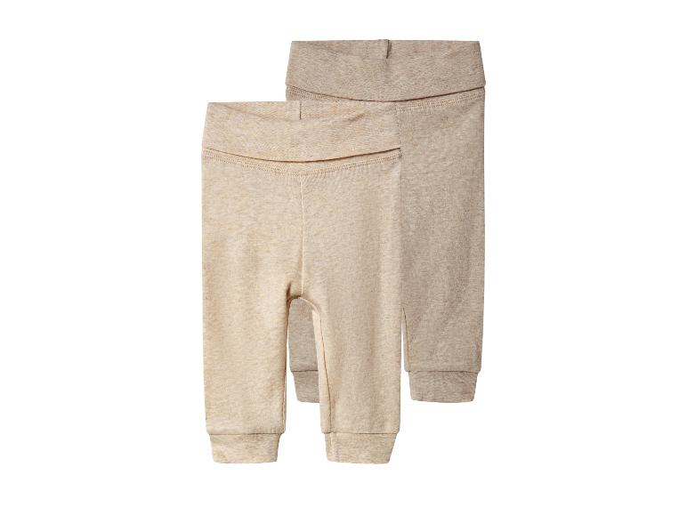 Zwei Paar beige Babyhosen mit breitem Bund