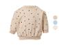 Beiges Baby-Sweatshirt mit schwarzen Punkten und drei Farboptionen.