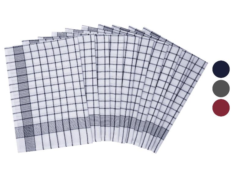 Set aus weiß-schwarz karierten Baumwoll-Geschirrtüchern mit Farboptionen.