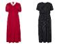 Maxikleider: ein rotes und ein schwarz-weiß gepunktetes.