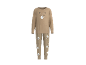 Langärmliger Pyjama und Hose in Beige mit Bärenmotiv.
