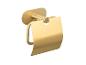 Ein moderner goldener Toilettenpapierhalter.