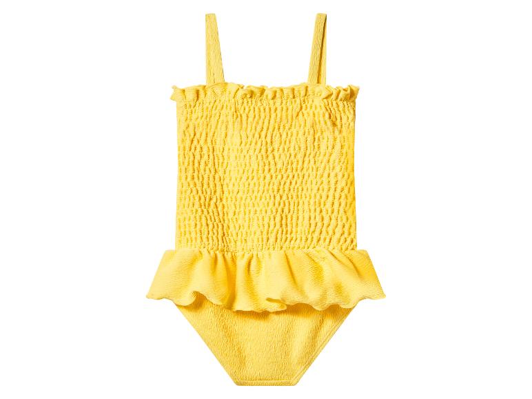 Gelber Kinderbadeanzug mit Smock und Rüschen