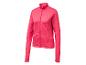 Rosa Damen-Sportjacke mit durchgehendem Reißverschluss und gerippter Textur.