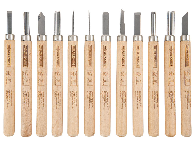 Ein Satz von zehn Meißeln mit Holzgriffen von Parkside.