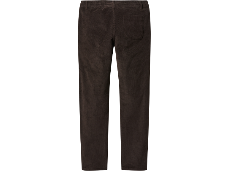 Dunkelbraune Cordhose mit Gesäßtasche, von hinten gesehen.