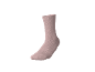 Ein rosafarbener Socken mit gerippter Textur, auf weißem Hintergrund.