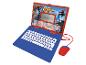Ein blau-roter Lexibook Marvel Spider-Man Spielzeuglaptop mit Maus.