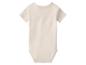 Hellbeiger Baby-Body mit kurzen Ärmeln, Rückansicht.