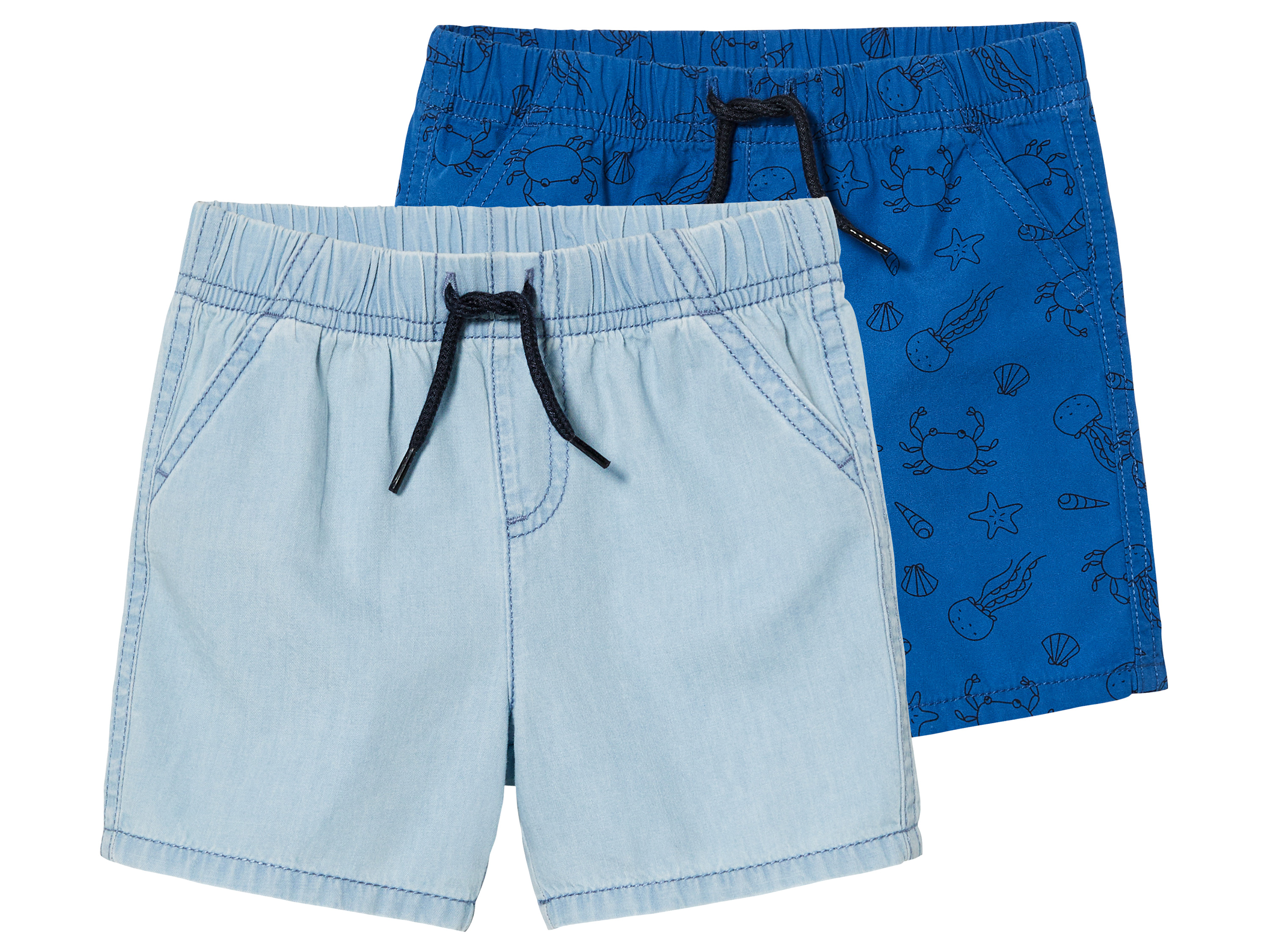 lupilu® Baby Shorts, 2 Stück, mit Gummizugbund (62/68, hellblau/dunkelblau) | 04335633063198 lupilu® Baby Shorts, 2 Stück, mit Gummizugbund (62/68, hellblau/dunkelblau) | 04335633063198