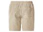 Beige Sweatshorts mit elastischem Bund und Gesäßtasche.