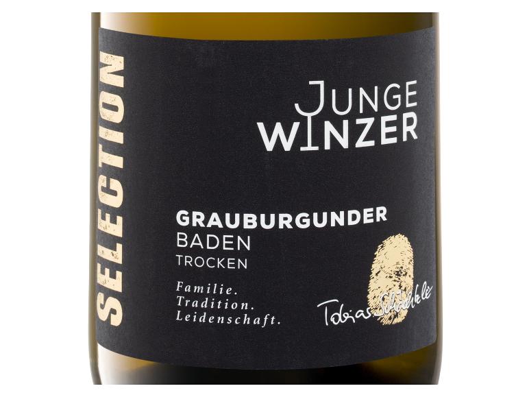 Flasche Weißwein Junge Winzer Grauburgunder Baden Trocken
