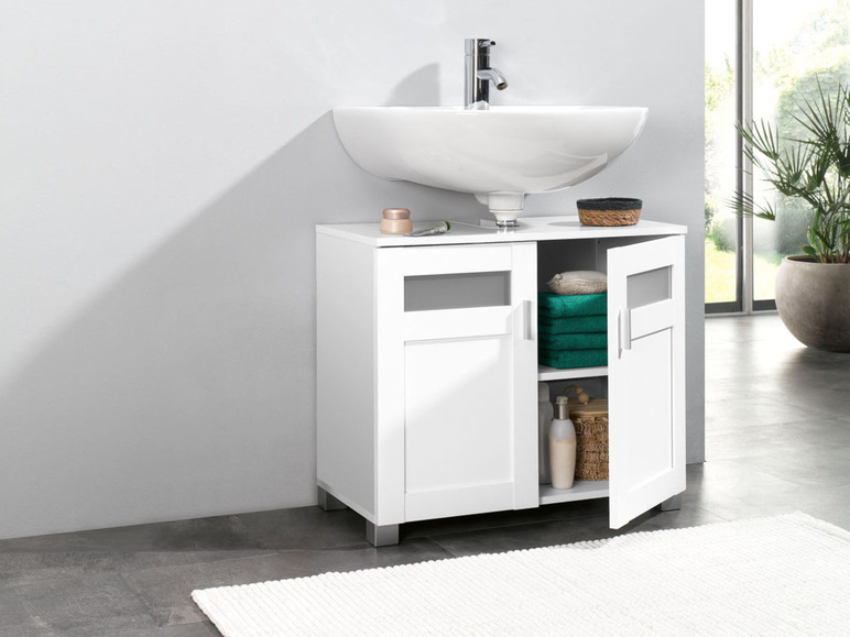 Gehe zu Vollbildansicht: LIVARNO home Waschbeckenunterschrank »Basel«, mit 2 Glasrahmentüren - Bild 2