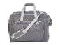 Graue Stofftasche mit Tragegriffen und verstellbarem Schultergurt.