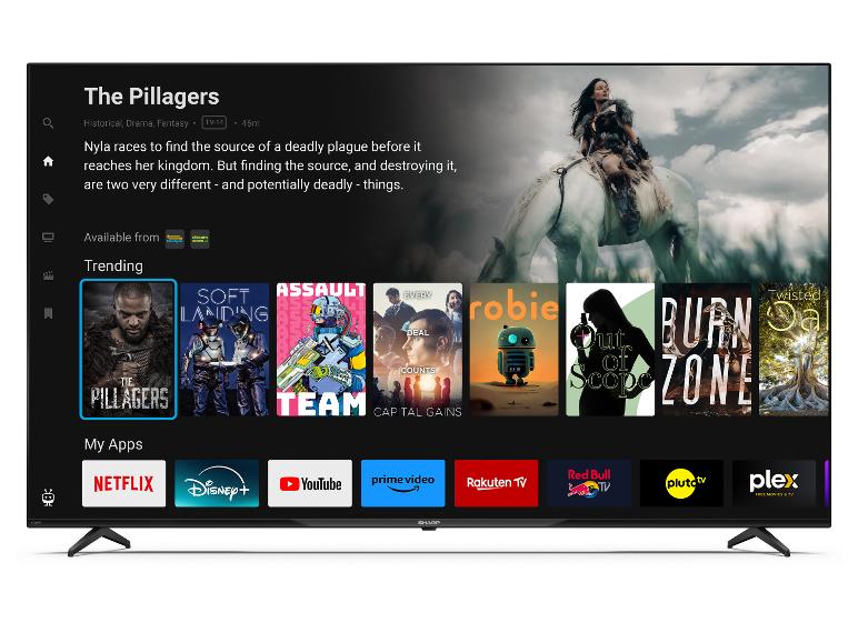 Smart-TV zeigt einen Film über „Die Plünderer“ und verschiedene Streaming-Apps.