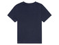 Ein dunkelblaues T-Shirt mit kurzen Ärmeln.