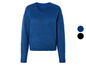 Ein blauer Strickpullover mit V-Ausschnitt.
