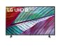 LG UHD-Fernseher mit einem Bild eines Blattes.