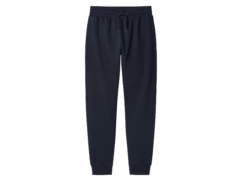 Dunkelblaue Jogginghose mit Kordelzug in der Taille und elastischen Bündchen.