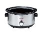 Edelstahl-Slow Cooker mit schwarzem Keramikeinsatz und Temperaturregler.