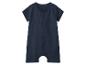 Dunkelblauer Baby-Strampler mit kurzen Ärmeln und Reißverschluss