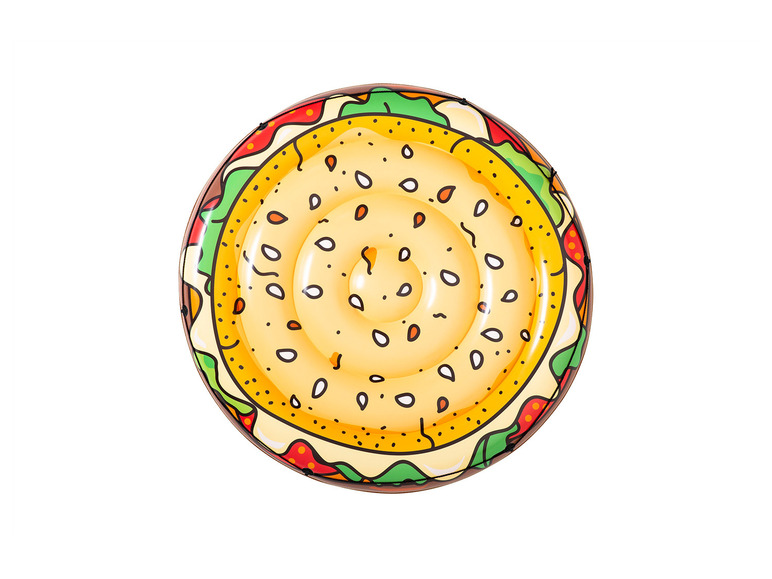 Ein aufblasbares Poolspielzeug in Form eines Hamburgers.