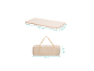 Beige Klappmatratze mit Griffen, Maße 120x60 cm und zusammengeklappt 79x22 cm.