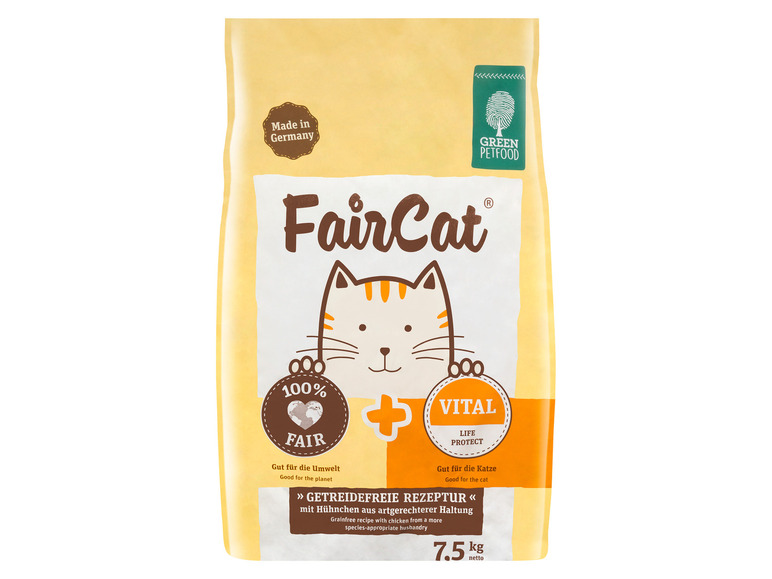 Gehe zu Vollbildansicht: Green Petfood FairCat Katzentrockennahrung Vital, 7,5 kg - Bild 1