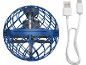 Blauer fliegender Ball mit USB-Ladekabel.
