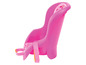 Ein rosa Kinderfahrradsitz.