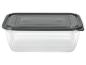 Transparenter Lebensmittelbehälter mit grauem Deckel