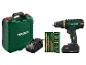 Akku-Bohrschrauber-Set mit Koffer, Ladegerät, Akku und Bohrerzubehör.