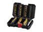 Schraubendreher-Bit-Set in schwarzem Koffer, mit goldenen und farbigen Bits.
