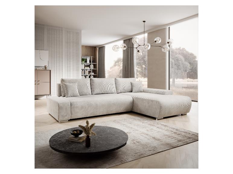 Modernes Wohnzimmer mit Eckcouch und Couchtisch.