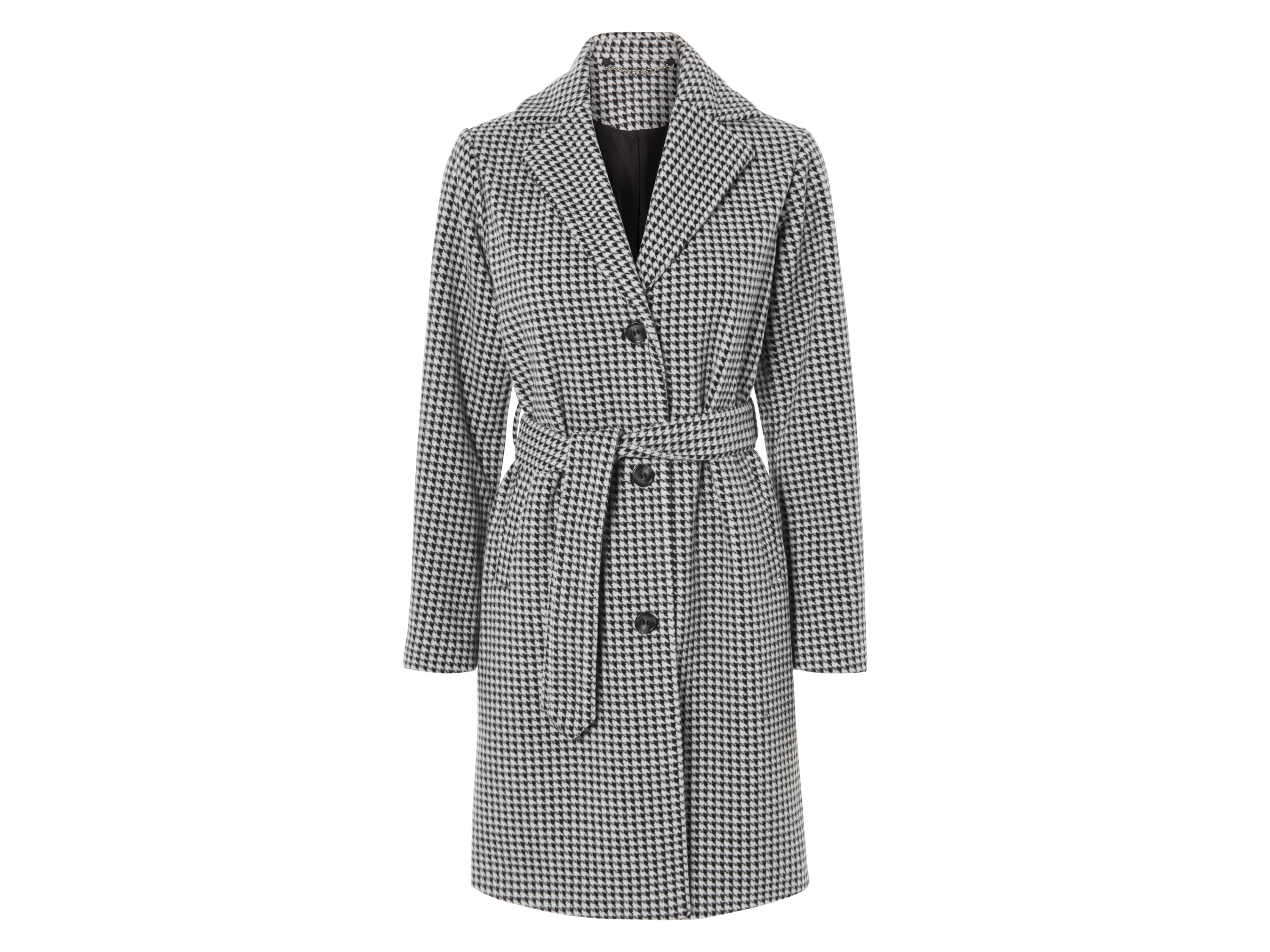 esmara® Damen Mantel (Schwarz/Weiß, 44)““ | seitliche Eingrifftaschen Schnitt: leger geschnitten Kragenform: Reverskragen Material: Obermaterial: Polyester recycelt