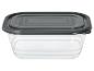 Transparenter Lebensmittelbehälter mit grauem Deckel