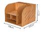 Holzorganizer mit Fächern für Bürobedarf.