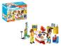 Playmobil Arztpraxis mit einem Arzt, einem Patienten, einer Waage und einem Maßband.