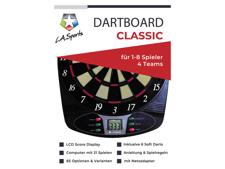 Gehe zu Vollbildansicht: L.A. Sports Electronic Dart Classic 8 Player, 6 Soft Darts, 24 Tips - Bild 7