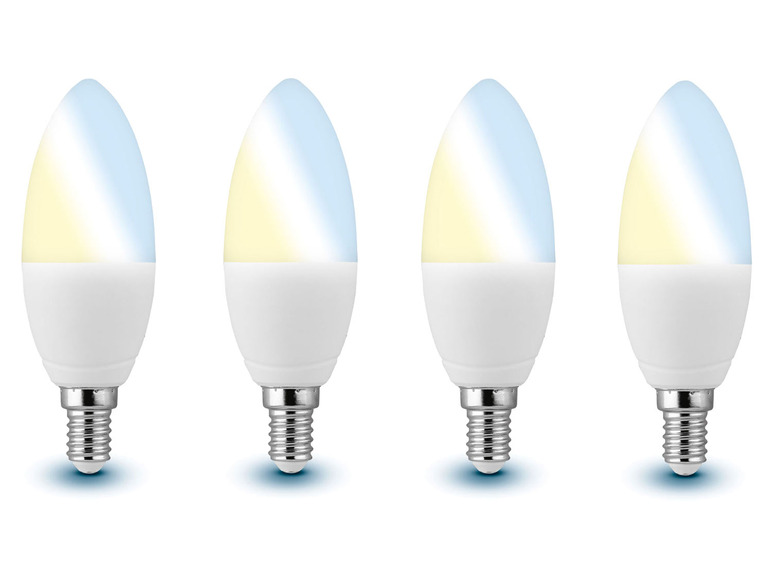 Gehe zu Vollbildansicht: LIVARNO home 4er Set - Leuchtmittel Lichtfarbensteuerung, Zigbee Smart Home, 6 Watt, E14 - Bild 1